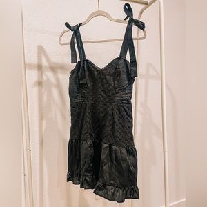 Black Corset Eyelet Tie-Strap Dress // Size Small